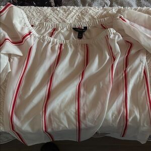 White Blouse with Red Stripes